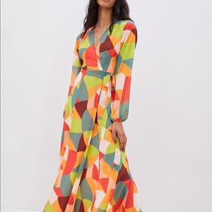 Anthropologie stunning mod wrap maxi dress S